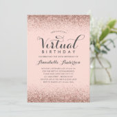 Roze Rose Gold Glitter Sparkle Virtual Birthday Kaart (Staand voorkant)