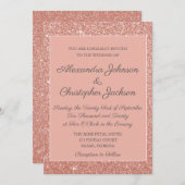 Roze Rose Gold Glitter Weddenschap Kaart (Voorkant / Achterkant)