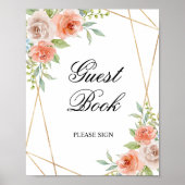 Roze Rose & Gold Guest Book Shower Sing Poster (Voorkant)