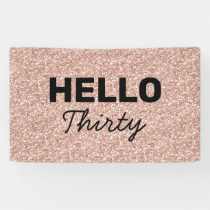 Roze Rose Gold Hallo 30-jarige verjaardag Spandoek