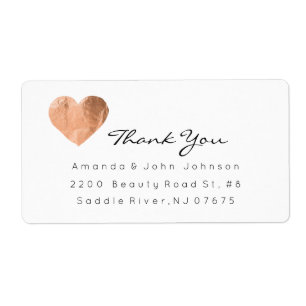 Roze Rose Gold Heart Brush Stroke Bedankt Etiket