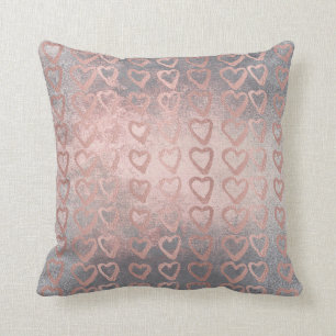 Roze Rose Gold Heart Grey Deluxe Cement Silver Kussen