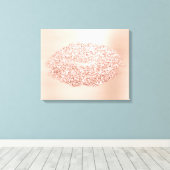 Roze Rose Gold Makeup kunstenaar Gold Kiss Lips Canvas Afdruk (Insitu (Houten vloer))