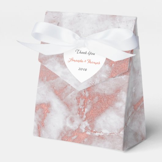 Roze Rose Gold Marble Heart Birthday Weddenschap Bedankdoosjes (Voorkant Zijde)