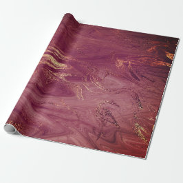 Roze Rose Gold Marble Molten Burgundy Blush Cadeaupapier