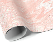 Roze Rose Gold Marble Molten Pastel Shiny Girly Cadeaupapier (Rol Hoek)