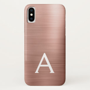 Roze Rose Gold Metal Elegant Monogram iPhone X Hoesje