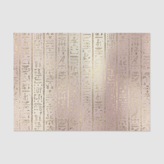 Roze Rose Gold Metallic Blush Egyptische Hieroglyp Tissuepapier (Voorkant)