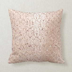 Roze Rose Gold Metallic Damask Royal Crystals Lux Kussen