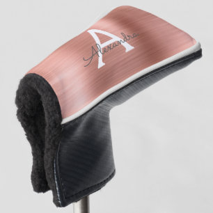 Roze Rose Gold Metallic Foil Monogram Naam Golfheadcover