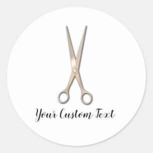 Roze Rose Gold Metallic Salon Hair Stylist Scisser Ronde Sticker