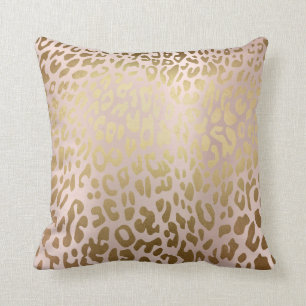 Roze Rose Gold Metallic Steel Leopard Animal Skin Kussen