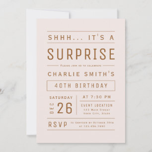 Roze Rose Gold Modern Typografie Surprise Birthday Kaart