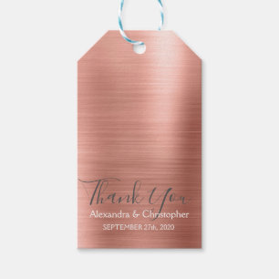 Roze Rose Gold Modern Weddenschap Hartelijk dank Cadeaulabel