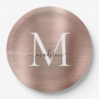 Roze Rose Gold Monogram Script Metallic Steel