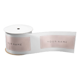 Roze Rose Gold Name Metallic Minimale Rechthoekige Lint