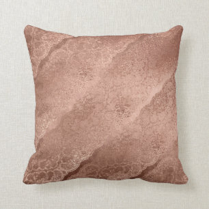 Roze Rose Gold Powder Floral Lace Glam Pillow Kussen