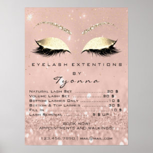Roze Rose Gold Skinny Eyes Lashes Prijzen Poster