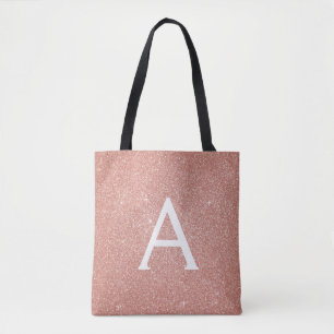 Roze Rose Gold Sparkle Elegant Monogram Boekentas Draagtas
