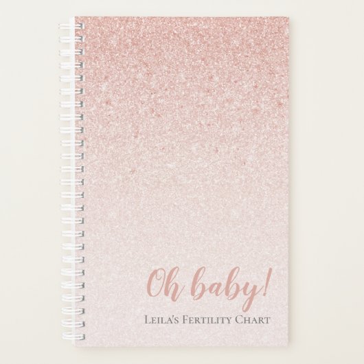 Roze Rose Gold Sparkle Fertility Chart Planner (Voorkant)