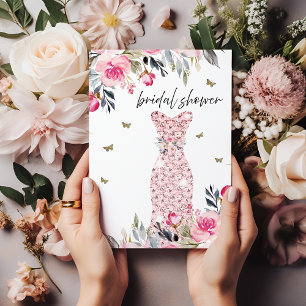 Roze Rose Gold Wedding Gown Floral vrijgezellenfee Kaart