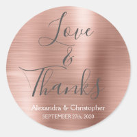 Roze Rose Goud Chique Metallic Liefde & Bedankt