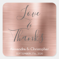 Roze Rose Goud Chique Metallic Liefde & Bedankt