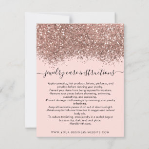 Roze Rose Goud Confetti Glitter Sieraden Care Kaar Notitiekaartje