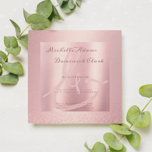 Roze rose goud glitter gradient ampers en bruiloft kaart