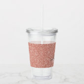 Roze Rose Goud Glitter & Sparkle Monogram Verjaard Acryl Drinkbeker (Rechts)