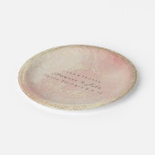 Roze Rose Goud Metallic Bloemen Krans Bruiloft Gla Papieren Bordje (Gekanteld)