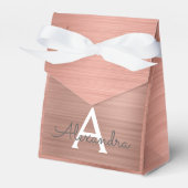 Roze Rose Goud Modern Elegant Monogram Bedankdoosjes (Voorkant Zijde)