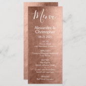 Roze Rose Goud Modern en Elegant Bruiloft Menu (Voorkant / Achterkant)
