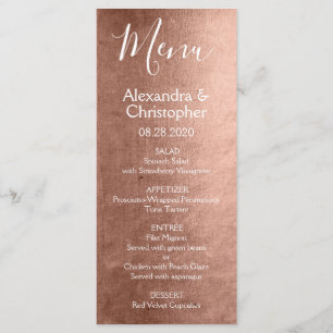 Roze Rose Goud Modern en Elegant Bruiloft Menu