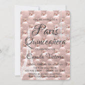 Roze Rose Goud Parijs Quinceañera Viering Kaart (Voorkant)
