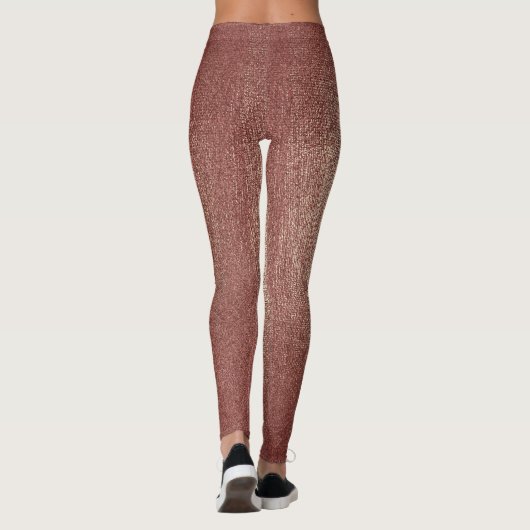 Roze Rose Goud Poeder Glitter Sparkly Glam Zwart Leggings (Achterkant)