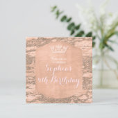 Roze Rose Goud Prinses Kroonfeestuitnodiging Kaart (Staand voorkant)