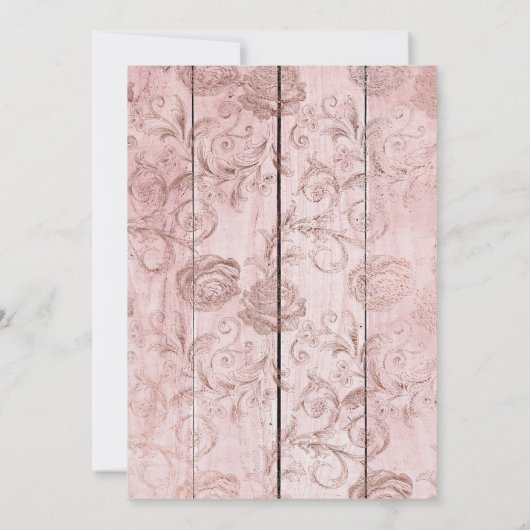 Roze Rose Goud Rustiek Hout Afstudeerfeest Kaart (Achterkant)