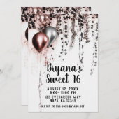 Roze Rose Goud Zilveren Ballonnen Rustiek Ivy Swee Kaart (Voorkant / Achterkant)