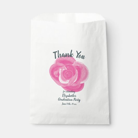 Roze Rose Graduation Party Favor Bag Bedankzakje (Voorkant)