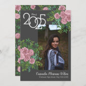 Roze Rose Gray Foto Afstuderen Aankondiging (Voorkant / Achterkant)