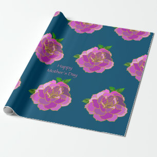 Roze Rose Happy Moederdag Cadeaupapier