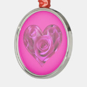 Roze Rose Heart Metalen Ornament (Links)