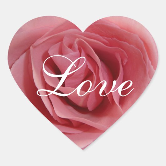 Roze Rose Heart Sticker (Voorkant)