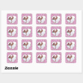 Roze Rose Heart Vierkante Sticker (Vel)