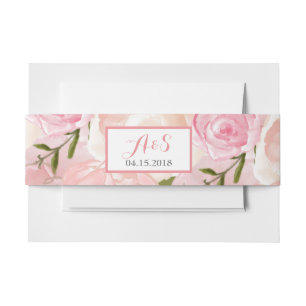 roze rose hortensia Bloemenbuikband Uitnodigingen Wikkel