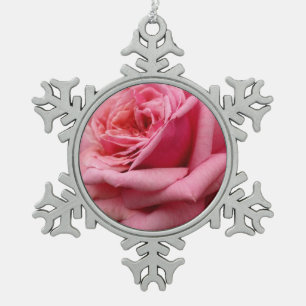 Roze Rose I Floral fotografie Tin Sneeuwvlok Ornament