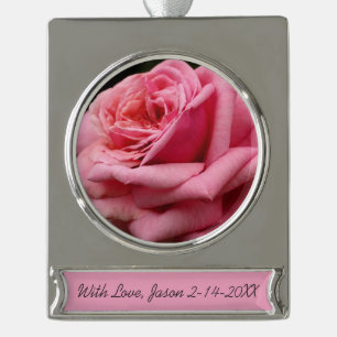 Roze Rose I Floral fotografie Verzilverd Banner Ornament