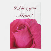 Roze Rose ik hou van je moeder Theedoek (Verticaal)
