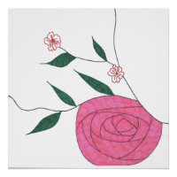 Roze Rose Ikebana Zen Minimalistische Bloemen Wall